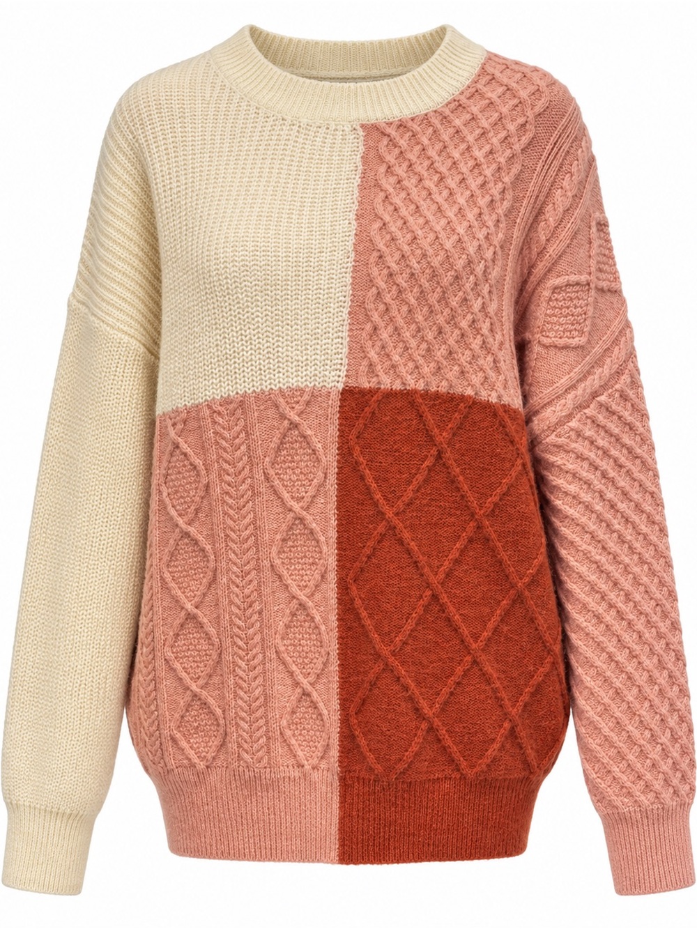 Umgee Colorblock Textured Knit Sweater Size Large